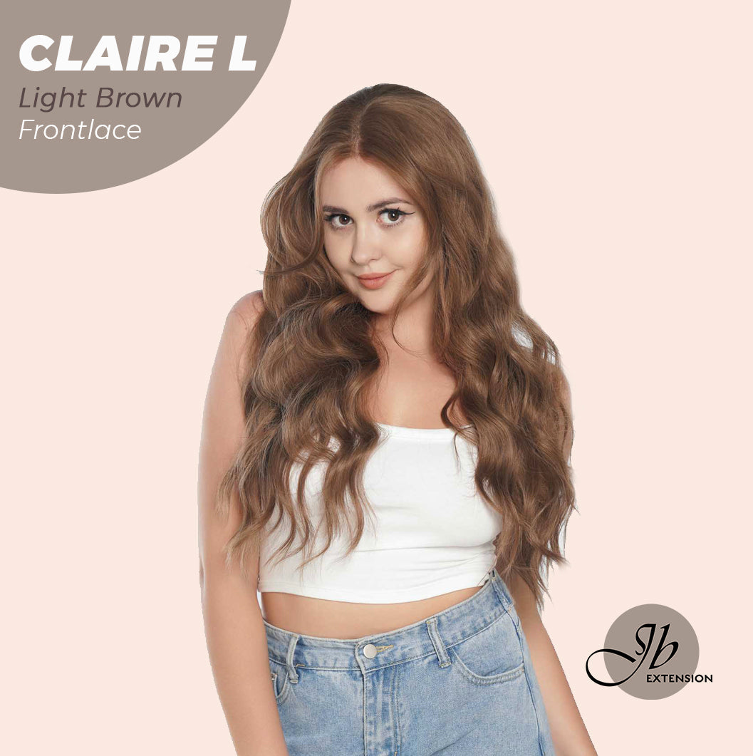 JBEXTENSION 26 Inches Light Brown Body Wave Pre-Cut Frontlace Glueless Wig CLAIRE L LIGHT BROWN
