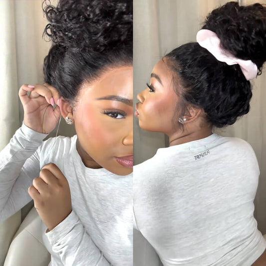 20”=$159 Glueless Invisi-String 360 Lace Frontal Wigs Pre-cut & Pre-bleached Human Hair Wig Lace Parting Anywhere