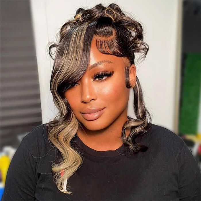 M1B/27 Balayage Highlight 13x6 Glueless HD Lace Front Wig Body Wave Pre Plucked Colored Human Hair Wigs