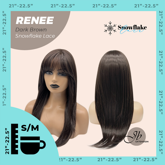 JBEXTENSION 21 Inches Dark Brown Pre-Cut T Part Snowflake Lace Frontlace Glueless Wig RENEE DARK BROWN【BENDY EAR TABS】