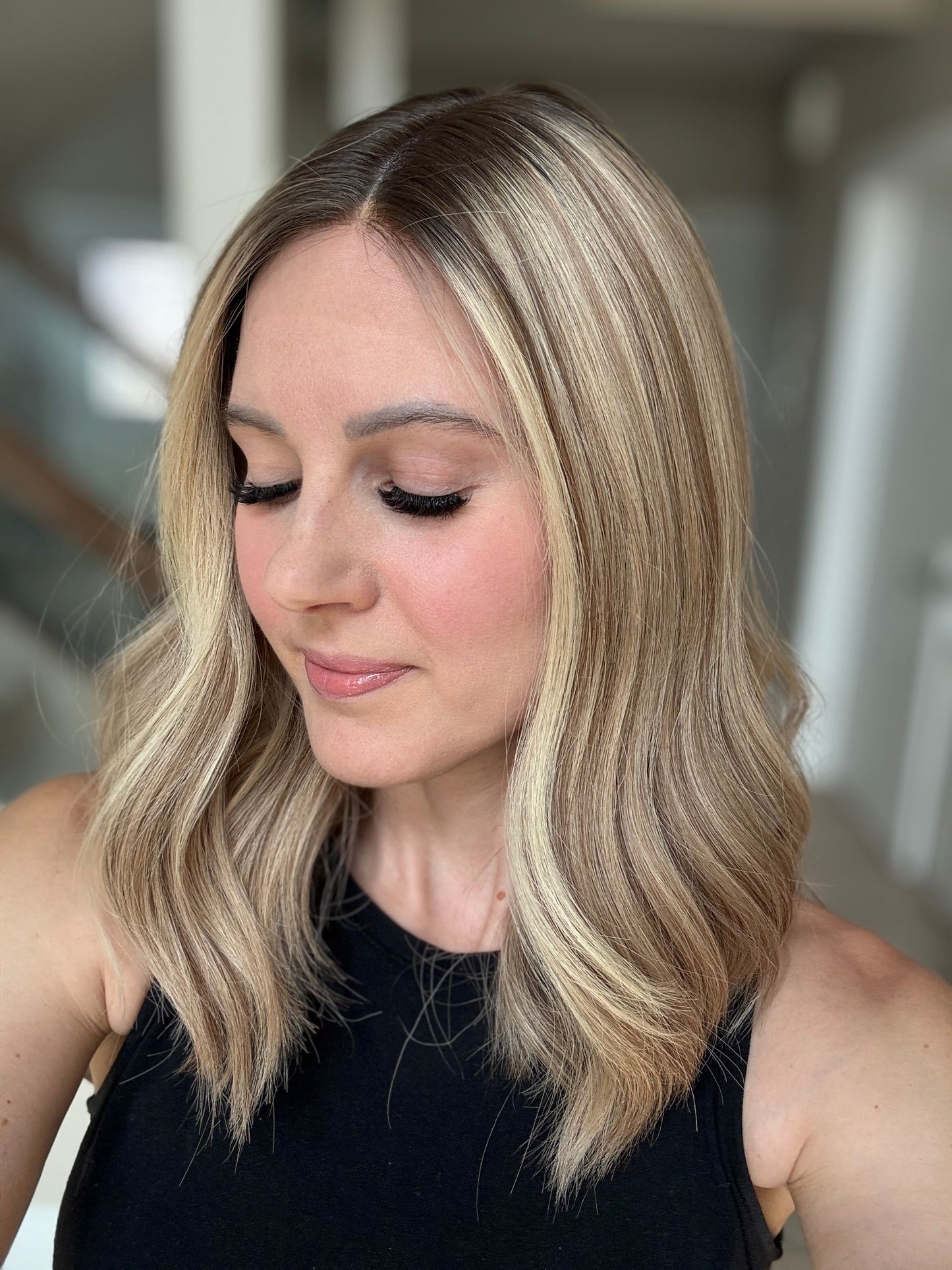 18" Olivia LOB Comfort Cap Silk Top Wig (S)