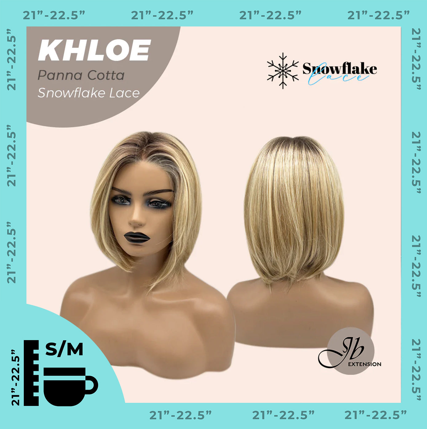 JBEXTENSION 12 Inches Bob Cut Panna Cotta Pre-Cut Snowflake Lace Frontlace Glueless Wig KHLOE PANNA COTTA【PERMATEASE】【BENDY EAR TABS】