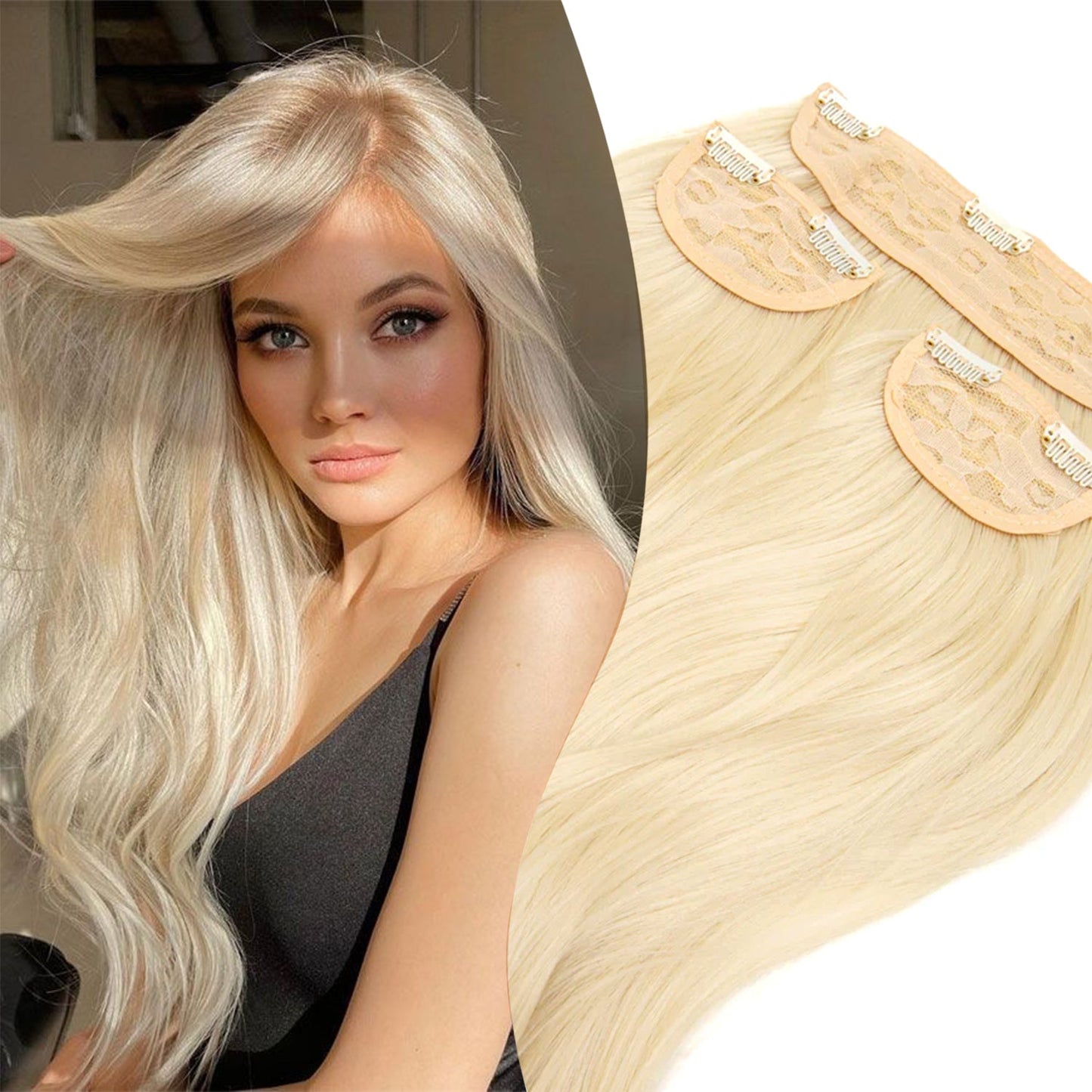 JBEXTENSION 3 PCS Hair Extension Clip Hair Extensions for Women Long Soft curly Clip  Extensions Synthetic Double Weft Hair Full Head 24 Inch