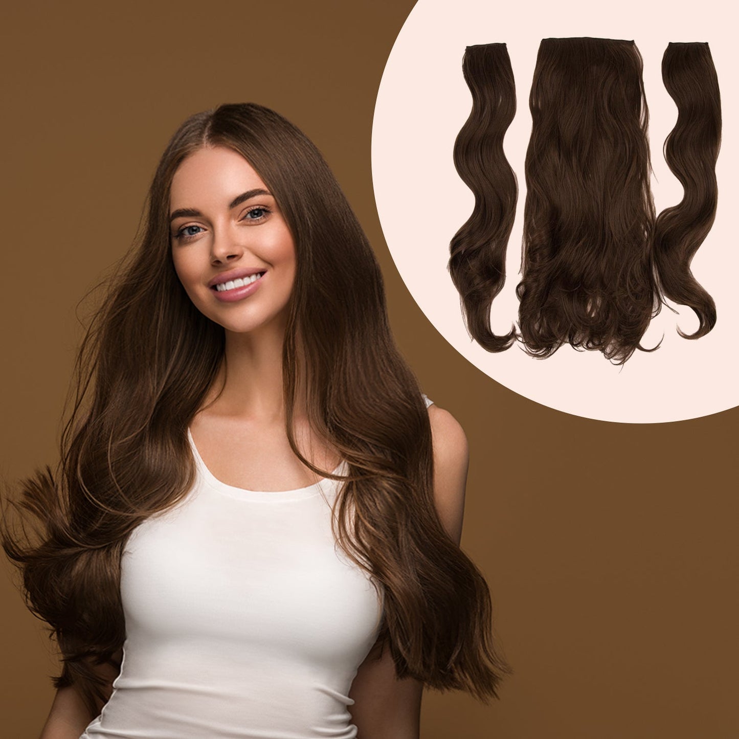 JBEXTENSION 3 PCS Hair Extension Clip Hair Extensions for Women Long Soft curly Clip  Extensions Synthetic Double Weft Hair Full Head 24 Inch