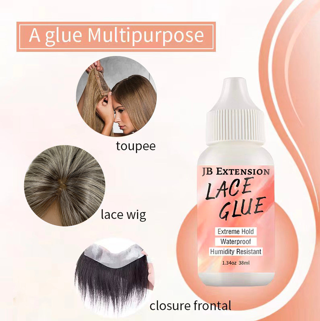 JBextension Lace Glue for Wigs, Wig Glue for Front Lace Wig Waterproof Super Hold Hair Glue for Weave, Invisible Hair Bonding Glue Extreme Hold for Hair Systems 38ml