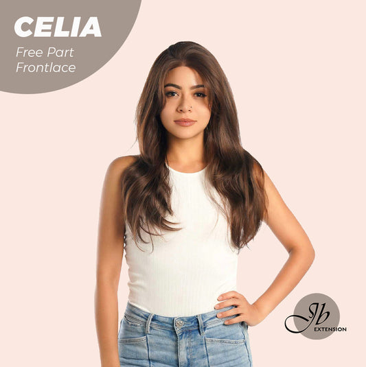 JBEXTENSION 22 Inches Mix Brown Curly Pre-Cut Frontace Wave Glueless Wig CELIA