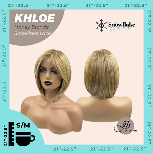 JBEXTENSION 12 Inches Bob Cut Honey Blonde Pre-Cut Snowflake Lace Frontlace Glueless Wig KHLOE HONEY BLONDE【PERMATEASE】【BENDY EAR TABS】