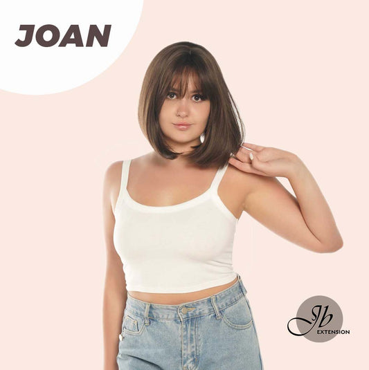 JBEXTENSION 10 Inches Bob Cut Nature Brown Wig With Bangs JOAN