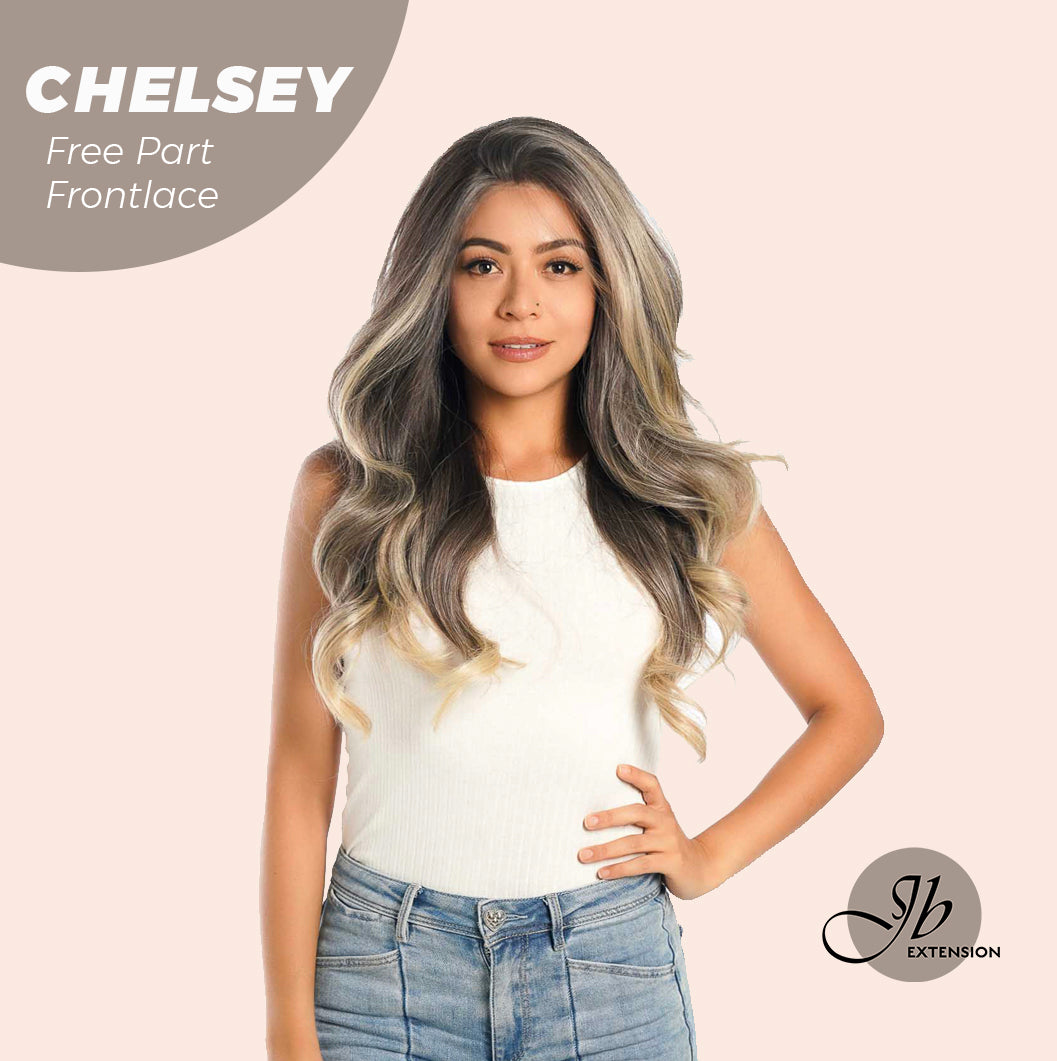 Get influncer look with 26 Inches Curly Mix Blonde Free Part Wig CHELSEY