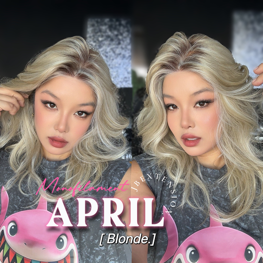 [PRE-ORDER] JBEXTENSION APRIL MONO Monofilament Handmade Wig 6X5 Full Monofilament Hand Tied Top Wig 18 Inches Mix Blonde Mono Lace Wig With Anti-slip Silicone Strips Glueless Wig APRIL MONO MIX BLONDE【BENDY EAR TABS】