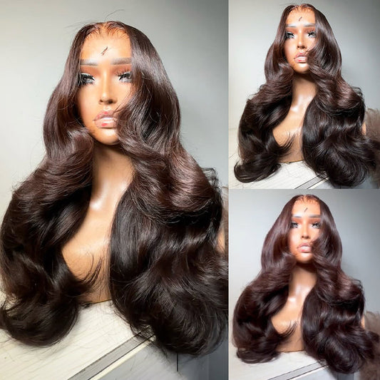 #4 Chocolate Brown Wig Straight & Body Wave 13x4 HD Lace Frontal Human Hair Wig