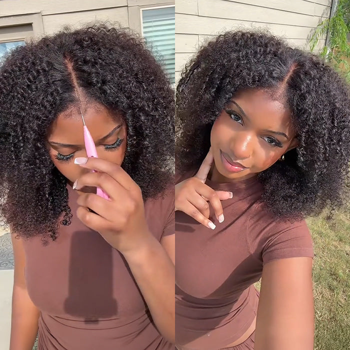 18" = $125 Glueless 4C Kinky Edge Afro Kinky Curly Human Hair Wig Pre Cut HD Lace Skin Melt Wigs Natural Hairline