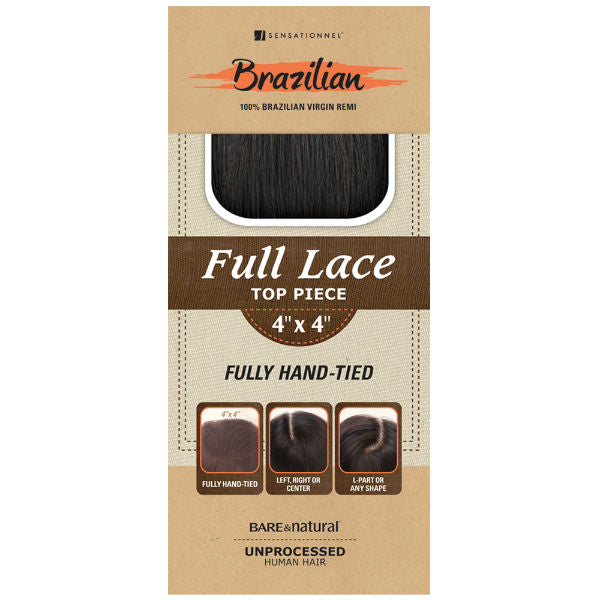 Sensationnel Bare & Natural 100% Brazilian Virgin Remi SILK FULL LACE NATURAL TOP 3 WAY PARTING PIECE STRAIGHT / BODY / WAVY 12" (4 x 4)