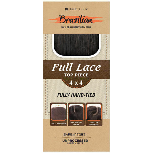 Sensationnel Bare & Natural 100% Brazilian Virgin Remi SILK FULL LACE NATURAL TOP 3 WAY PARTING PIECE STRAIGHT / BODY / WAVY 12" (4 x 4)