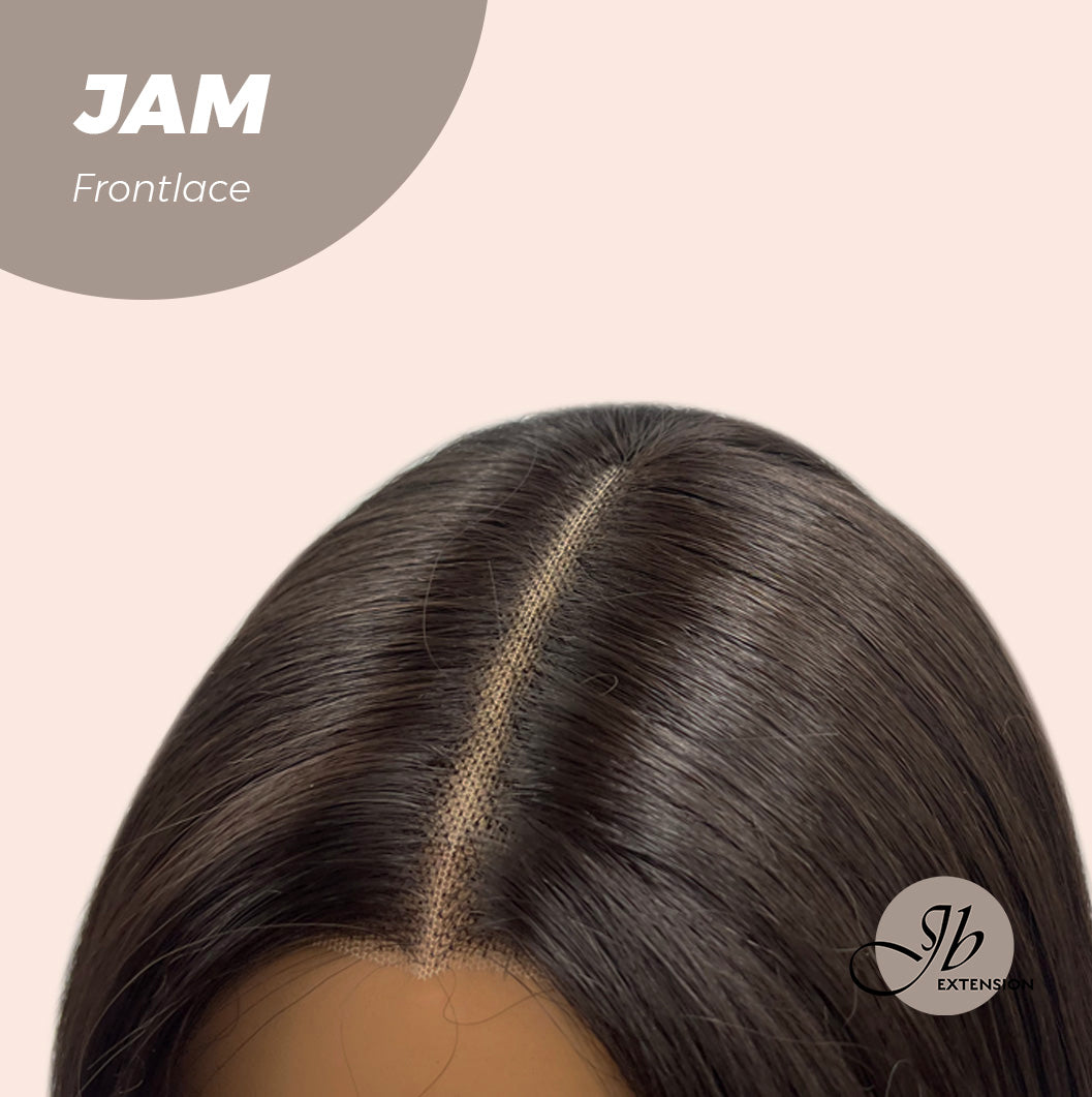 JBEXTENSION 18 Inches Dark Brown Curly Pre-Cut Frontlace Glueless Wig JAM