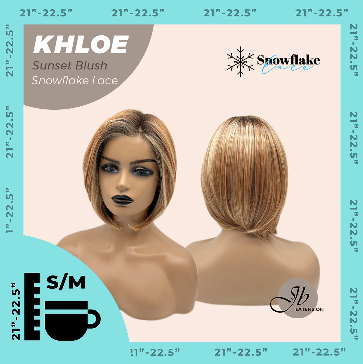 [PRE-ORDER] JBEXTENSION 12 Inches Bob Cut Sunset Blush Pre-Cut Snowflake Lace Frontlace Glueless Wig KHLOE SUNSET BLUSH【PERMATEASE】【BENDY EAR TABS】