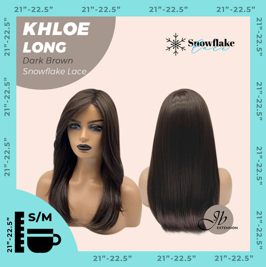 JBEXTENSION 18 Inches Dark Brown Pre-Cut Snowflake Lace Frontlace Glueless Wig KHLOE LONG DARK BROWN【PERMATEASE】【BENDY EAR TABS】