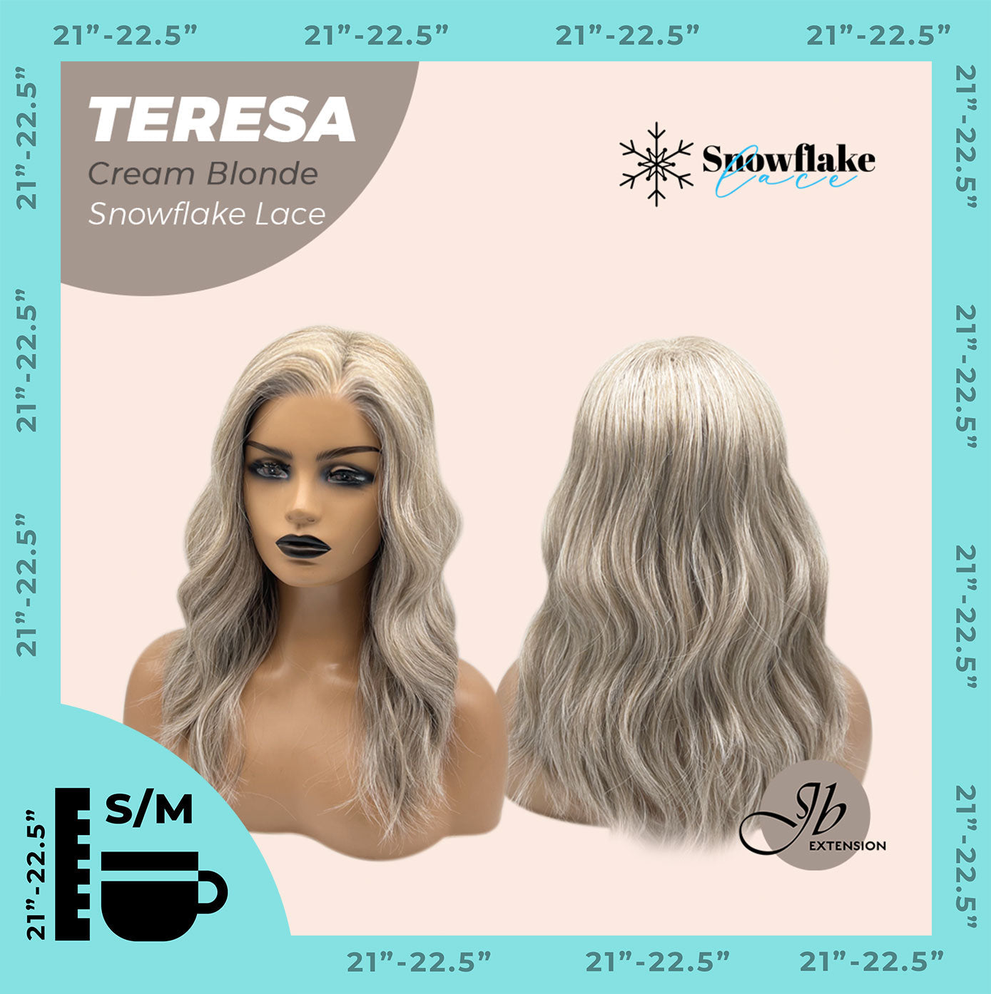 JBEXTENSION 18 Inches Cream Blonde Pre-Cut Snowflake Lace Frontlace Glueless Wig TERESA CREAM BLONDE【PERMATEASE】【BENDY EAR TABS】