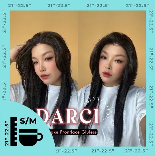 JBEXTENSION 25 Inches Natural Black Pre-Cut Snowflake Lace Frontlace Glueless Wig DARCI NATURAL BLACK【PERMATEASE】【BENDY EAR TABS】