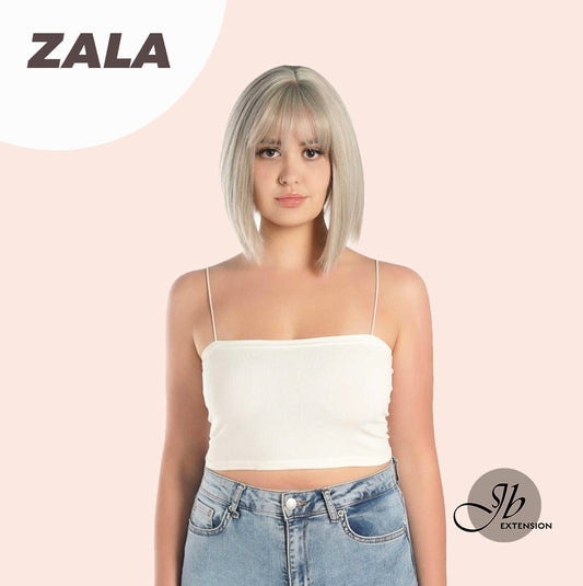 JBEXTENSION 10 Inches Bob Cut Tea Grey Hair With Bangs Wig ZALA