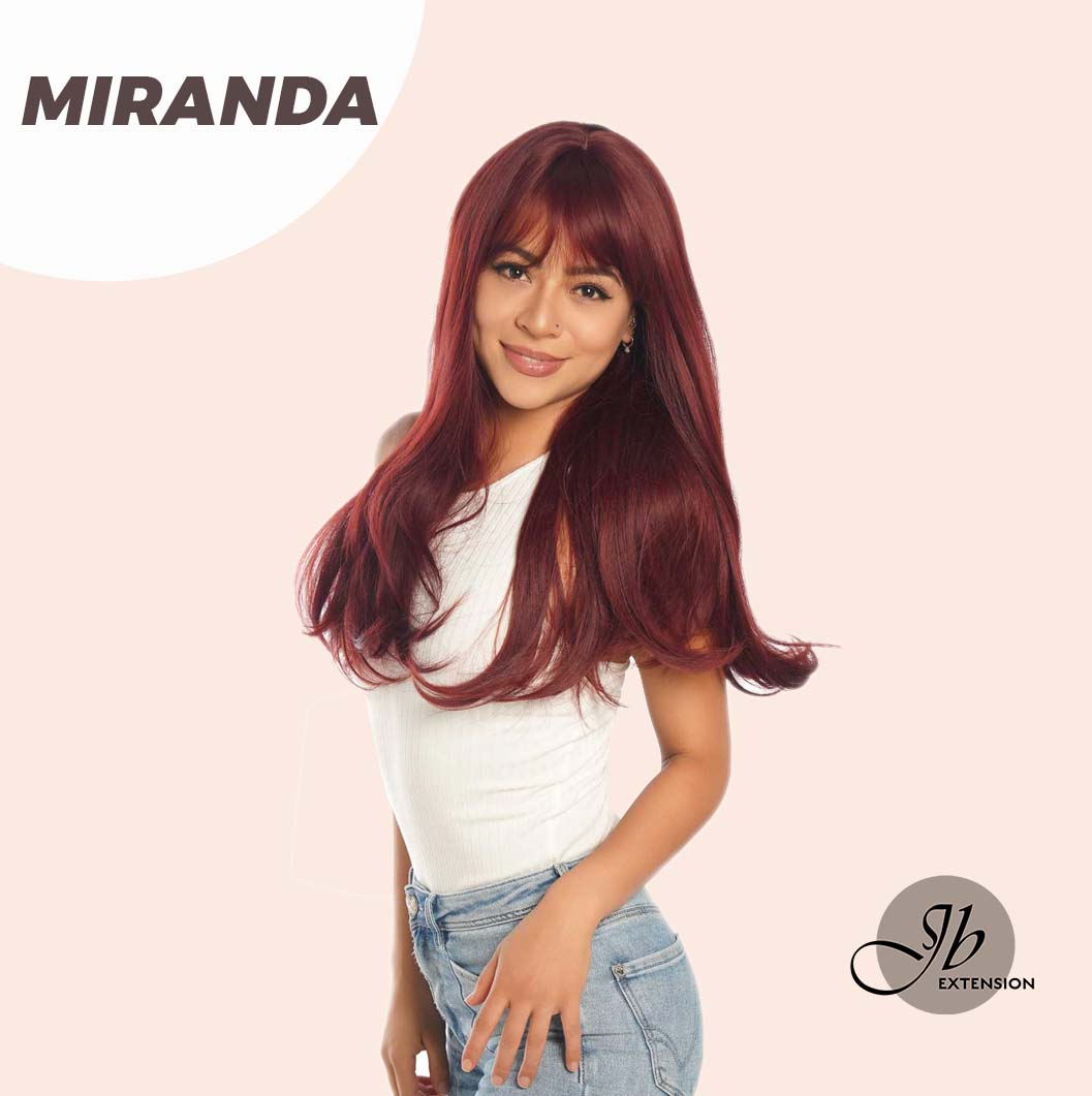 JBEXTENSION 22 Inches Dark Red Curly Wig With Bangs MIRANDA