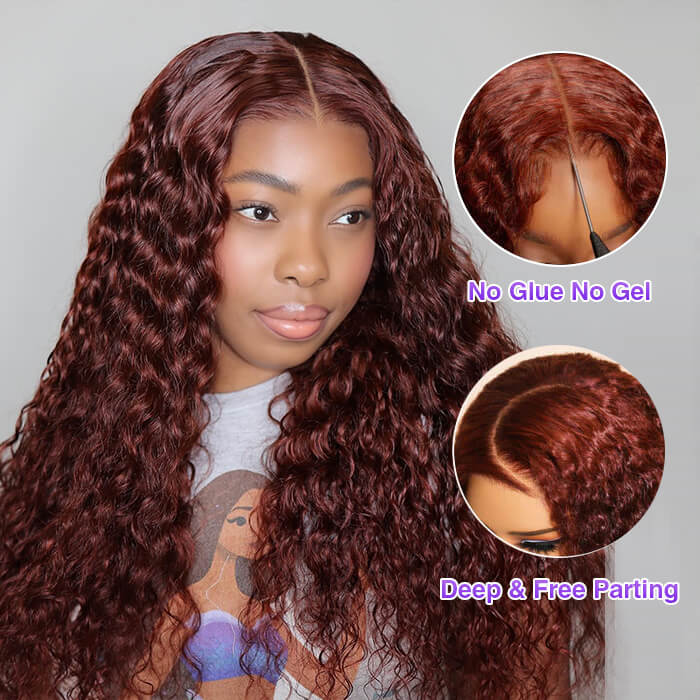 #33 Reddish Brown Color Upgrade 8*5 Pre Cut HD Lace Closure Wigs Glueless Ready & Go Wig
