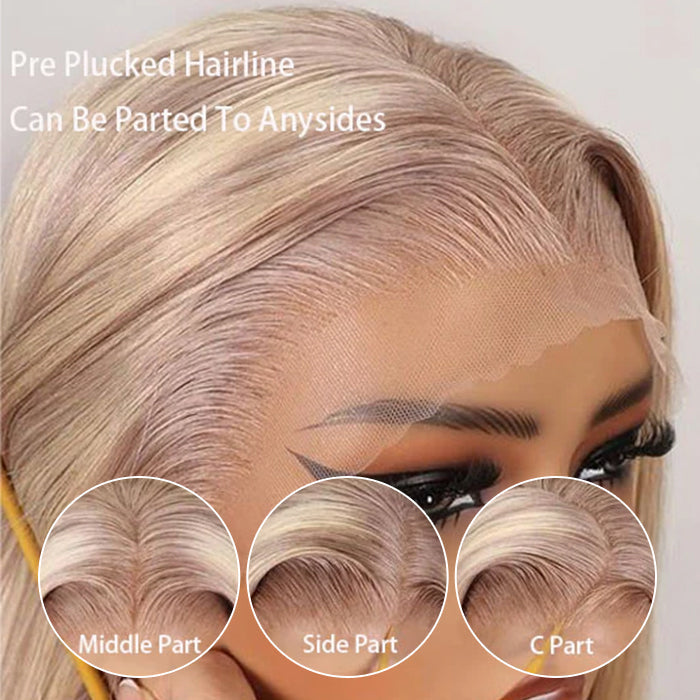 #P18/613 Highlight 13x6 Full Lace Frontal Straight Drawstring Wigs Pre Plucked HD Lace Human Hair Wigs