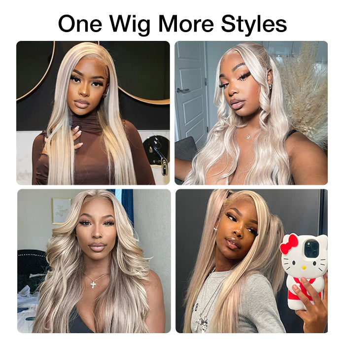 #P18/613 Highlight 13x6 Full Lace Frontal Straight Drawstring Wigs Pre Plucked HD Lace Human Hair Wigs