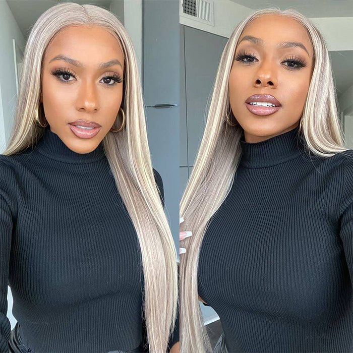 #P18/613 Highlight 13x6 Full Lace Frontal Straight Drawstring Wigs Pre Plucked HD Lace Human Hair Wigs