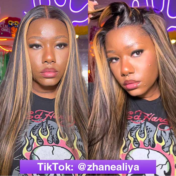 #1B/27 Blonde Highlight Color 8x5 HD Lace Human Hair Glueless Wig Pre Plucked Natural Hairline Ship In 24H