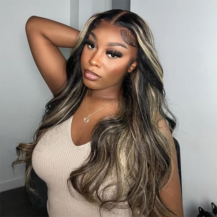 20''=$109 Balayage 1B/27 Highlight Body Wave Glueless Pre-Cut 8x5 HD Lace Closure Human Hair Wigs 180% Density