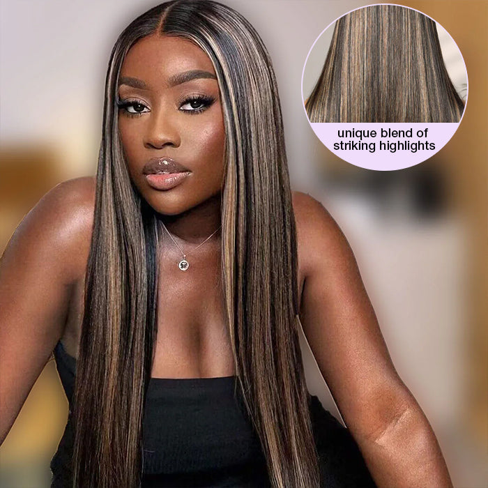 #1b/27 Blonde Highlights 4x4 HD Lace Closure Glueless Human Hair Wig