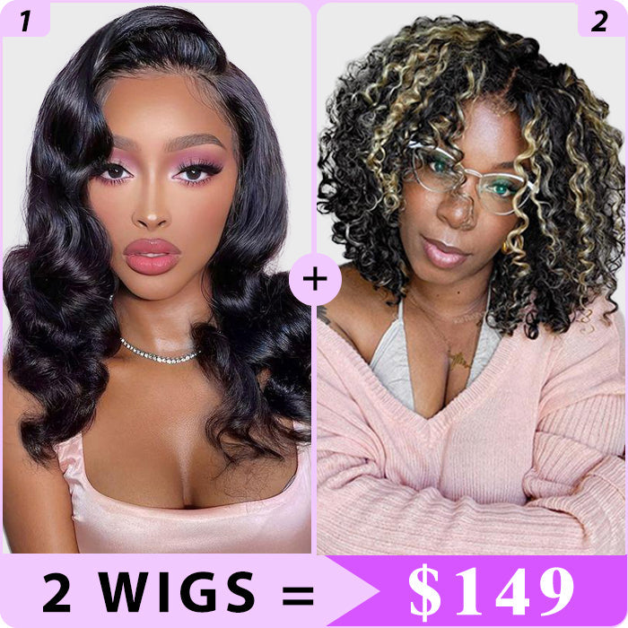 2 Wigs Set | Body Wave 5x5 HD Lace Frontal Wig & #4 Brown 5x5 HD Lace Bob Wig