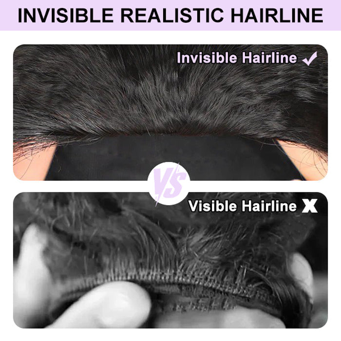 Easy Wear Kinky Straight 3 In 1 Half Wig With Drawstring Comfortable Fit No Glue Needed