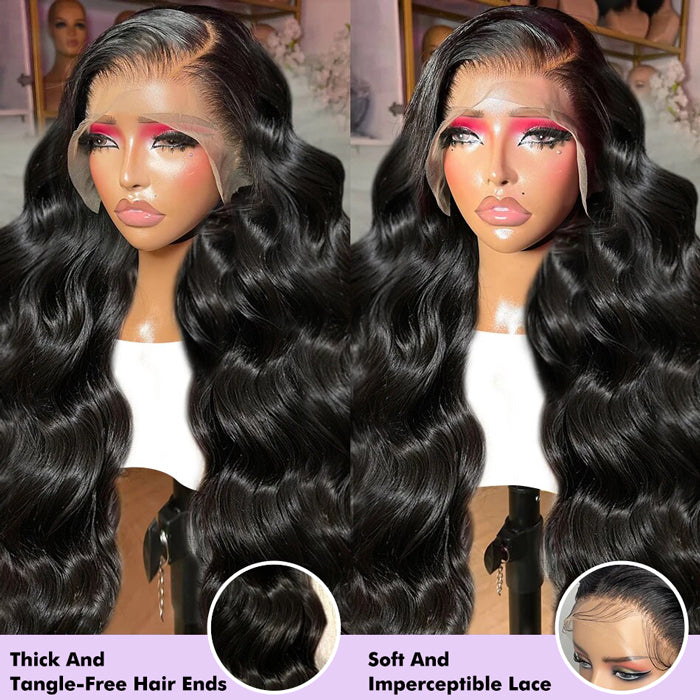 300% Density Body Wave Glueless Wig 13x4 HD Lace Front Wig Pre Plucked Hairline 100% Real Human Hair Wig