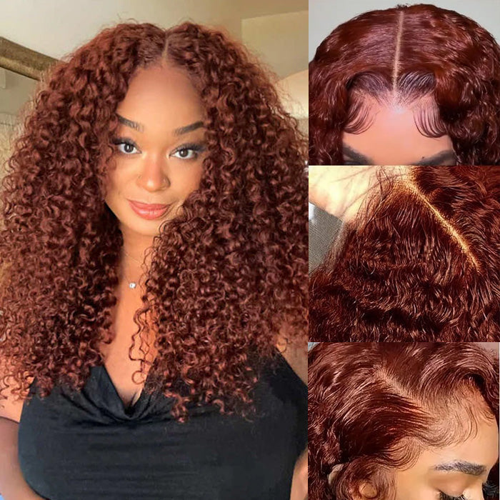 #33 Reddish Brown 5x5 HD Transparent Lace Pre Plucked Natural Hairline Human Hair Wigs