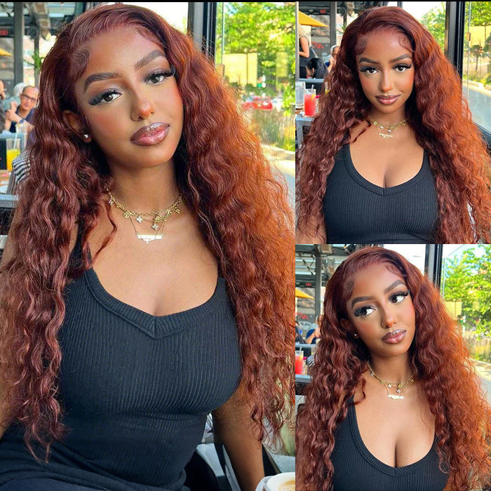 220% Density 8x5 HD Lace Glueless Wig 33# Reddish Brown Body Wave/Water Wave 10A Quality