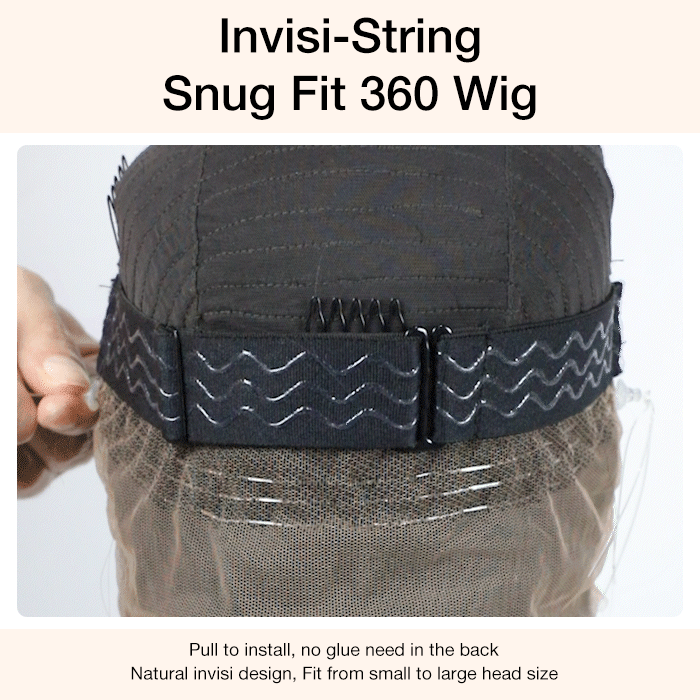 Invisible String Snug Fit 360 Curly Wig Pre Bleached 360 Full Lace Frontal Glueless Wig