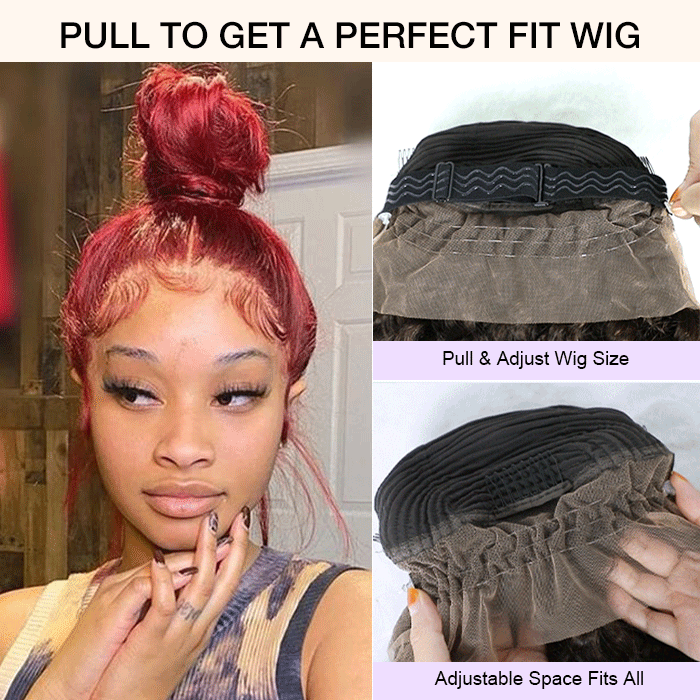 99J Burgundy Invisi-Pull String 360 Full Lace Frontal Wig Glueless HD Lace Human Hair Wigs