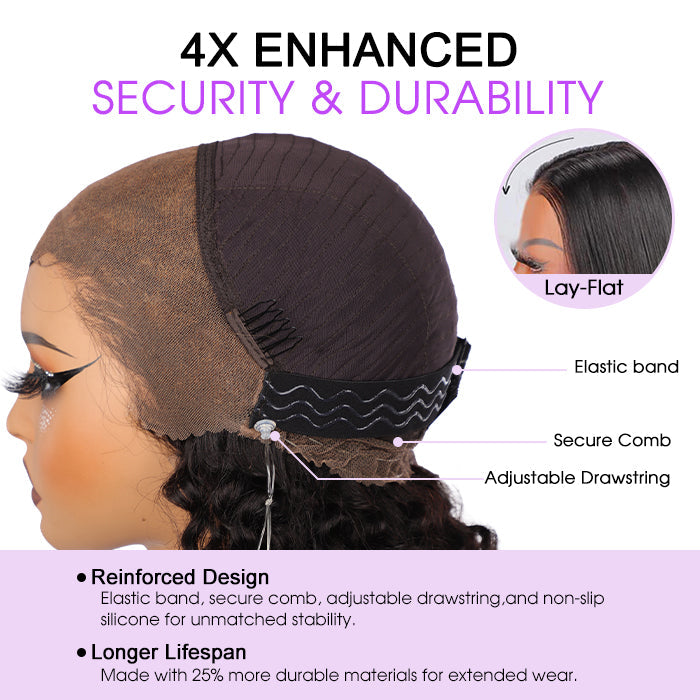 Brown Colored Kinky Straight Invisi String Snug Fit 360 Melting Lace Frontal Glueless Wig Human Hair