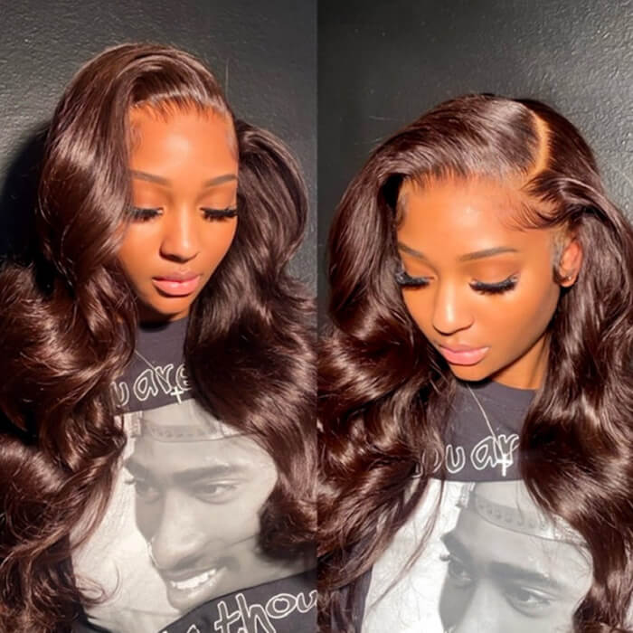 Body Wave #4 Chocolate Brown Glueless Wig 220% Density Pre-cut 8x5 HD Lace Wigs Ship In 24H