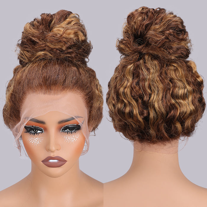 Highlights Pre Plucked 360 Transparent Lace Frontal Wig Straight Deep Wave Human Hair Wigs