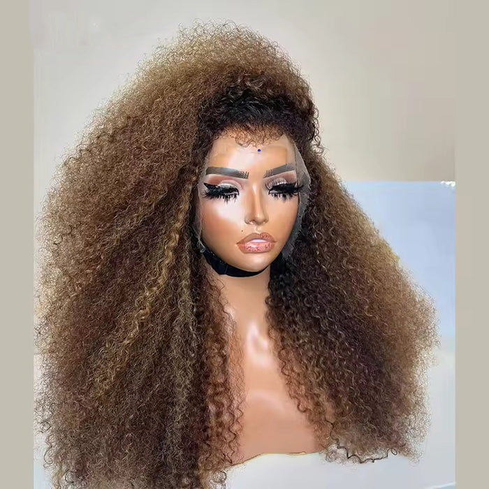 4C Edge Glueless Wigs Brown Highlight Water Wave Wigs 13x4 13x6 Invisible HD Lace Front Wigs with Drawstring Beginner Friendly