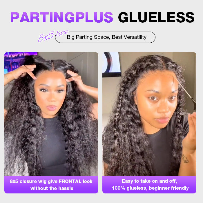 C-Shape Ear Design Deep Wave Glueless 8x5 HD Lace Wig Pre-Cut Closure Wig Wear Go Invisible Knots