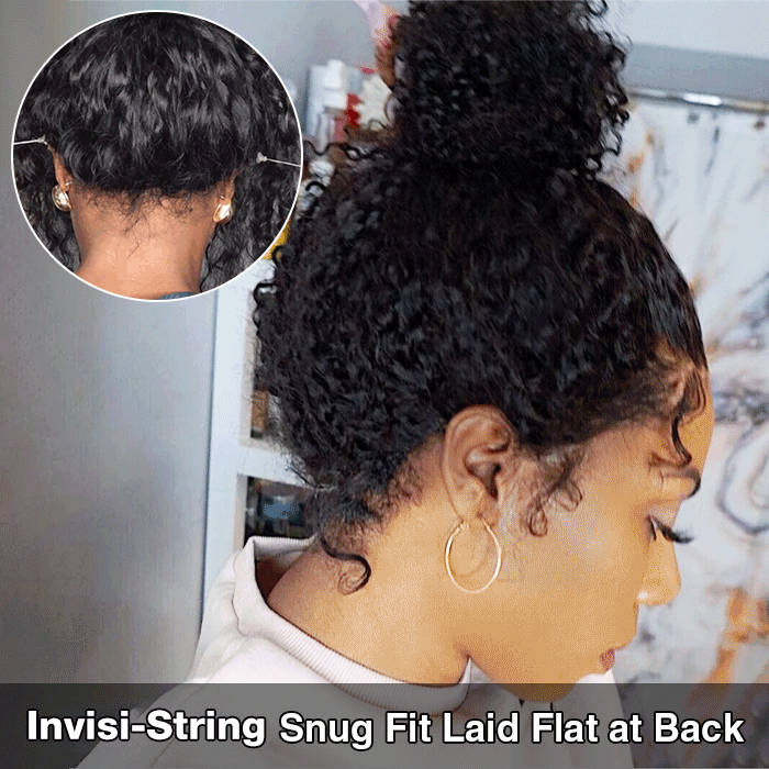 4C Curly Edges Invisi-String Snug Fit 360 Curly Lace Front Human Hair Wig Pre Bleached Knots with Curly Baby Hair All Around