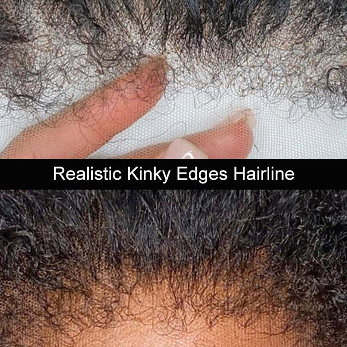 Kinky Edges Hairline Lace Front Wigs Pre Cut 8x5 13x4 HD Lace Human Hair Wigs 180% Density