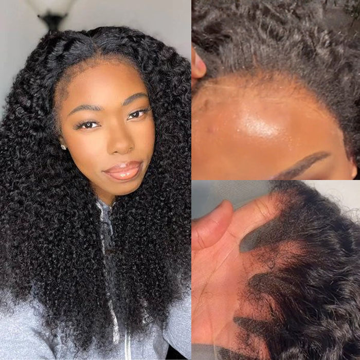 Kinky Edges Hairline Lace Front Wigs Pre Cut 8x5 13x4 HD Lace Human Hair Wigs 180% Density