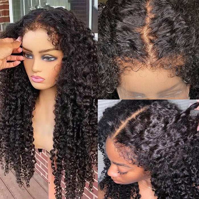 Kinky Edges Hairline Lace Front Wigs Pre Cut 8x5 13x4 HD Lace Human Hair Wigs 180% Density