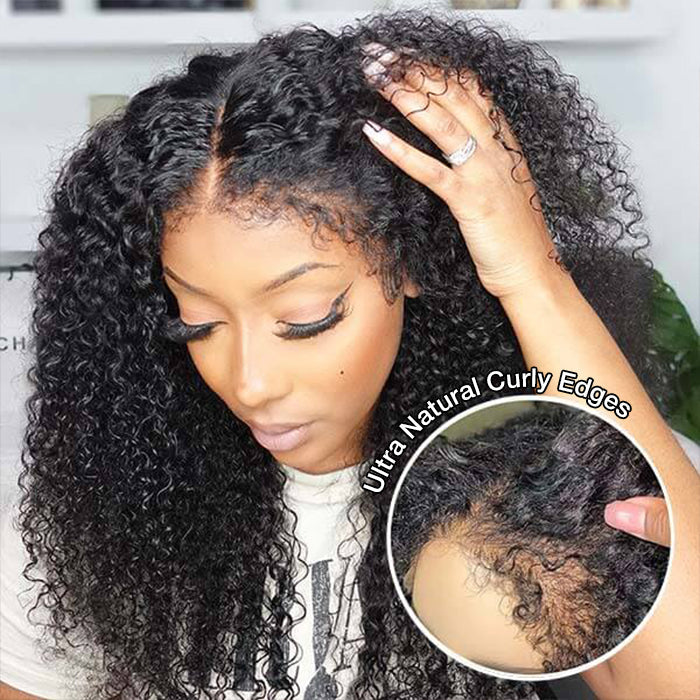 Kinky Edges Hairline Lace Front Wigs Pre Cut 8x5 13x4 HD Lace Human Hair Wigs 180% Density