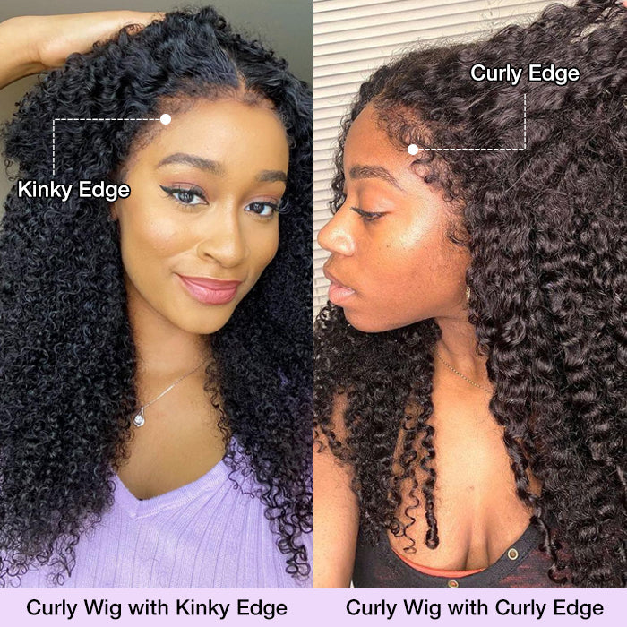 Kinky Edges Hairline Lace Front Wigs Pre Cut 8x5 13x4 HD Lace Human Hair Wigs 180% Density